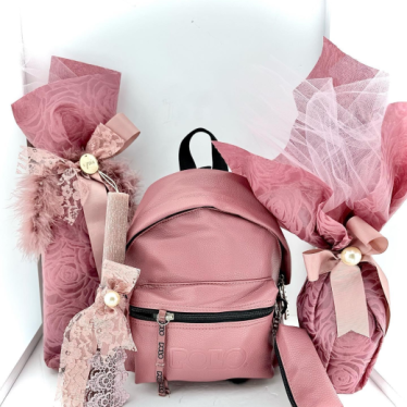 Εικόνα 2 για Σετ λαμπάδας shabby pink Leather backpack Polo