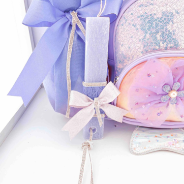 Εικόνα 2 για Lilac sparkling mermaid Σετ λαμπάδας τσάντα