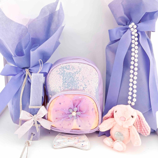 Εικόνα για Lilac sparkling mermaid Σετ λαμπάδας τσάντα