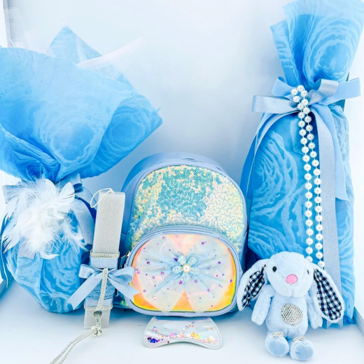 Εικόνα για Light blue sparkling mermaid Σετ λαμπάδας τσάντα