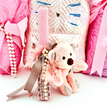 Εικόνα 2 για Pink metallic kitty Σετ λαμπάδας τσάντα