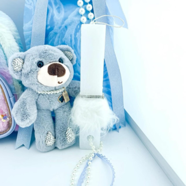 Εικόνα 2 για Baby blue furry unicorn Σετ λαμπάδας τσάντα 