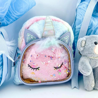 Εικόνα 3 για Baby blue furry unicorn Σετ λαμπάδας τσάντα 